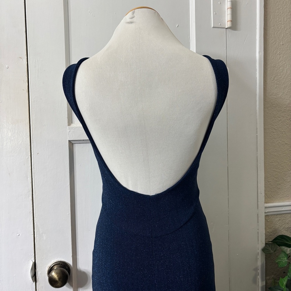 Betsey Johnson Vintage Dark Blue Shimmer Maxi Dress - Picture 15 of 15